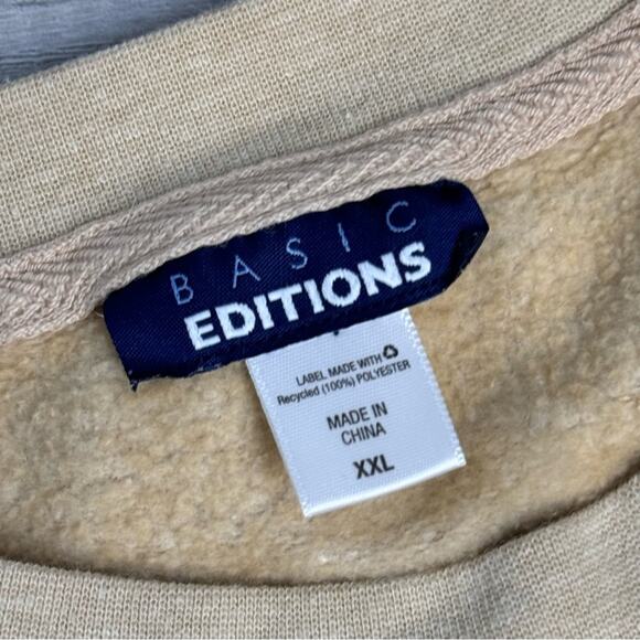 Fall Scene Crewneck Sweatshirt Trees Leaves Birds Beige Grandmacore Size XXL - Picture 4 of 5